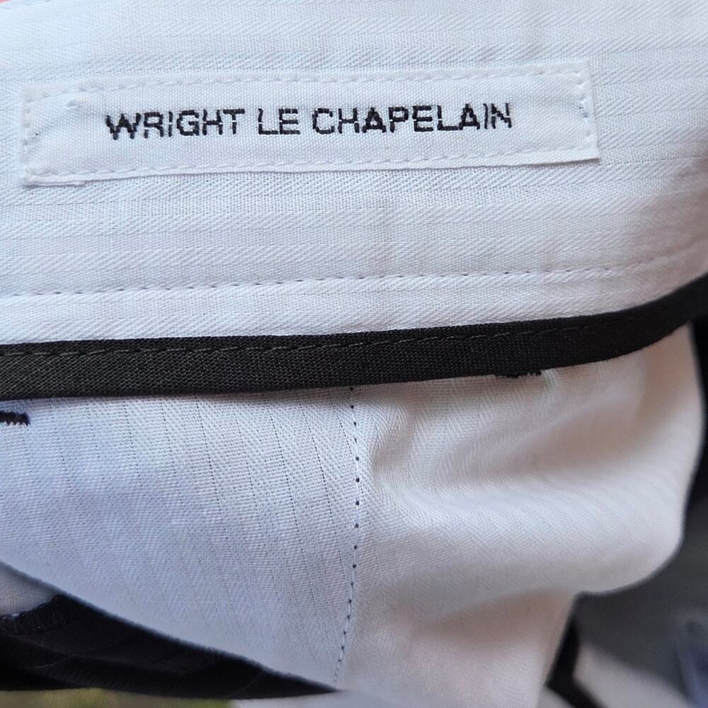 Wright Le Chapelain Pinstriped Wool Bermuda Shorts Charcoal Navy Size 12 - Picture 8 of 8